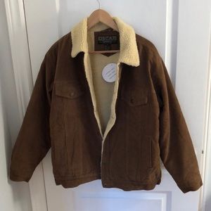 Shearling lined jacket (brown with cream lining)